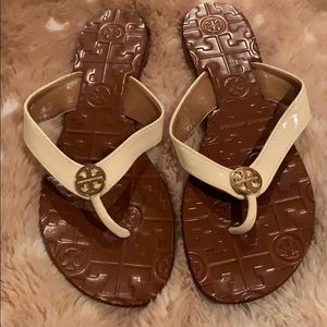 Tory Burch cream color flip flops